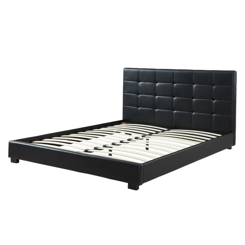 Lit AMSTERDAM Simili Noir 140x190 Sommier Inclus 3 Lit AMSTERDAM Simili Noir 140x190 Sommier Inclus – Image 3