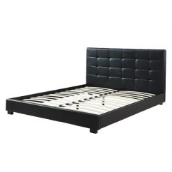 Lit AMSTERDAM Simili Noir 160x200 Sommier Inclus -Meuble Déco Soldes amsterdam lit 160 noir 1
