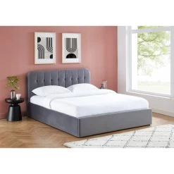 Lit Coffre ANDRE Velours Gris Anthracite 160x200 Sommier Inclus -Meuble Déco Soldes andreco160veant lit coffre 160 velours gris anthracite 2