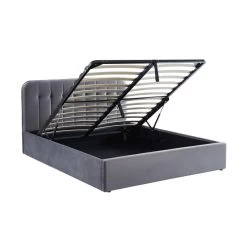 Lit Coffre ANDRE Velours Gris Anthracite 160x200 Sommier Inclus -Meuble Déco Soldes andreco160veant lit coffre 160 velours gris anthracite 7