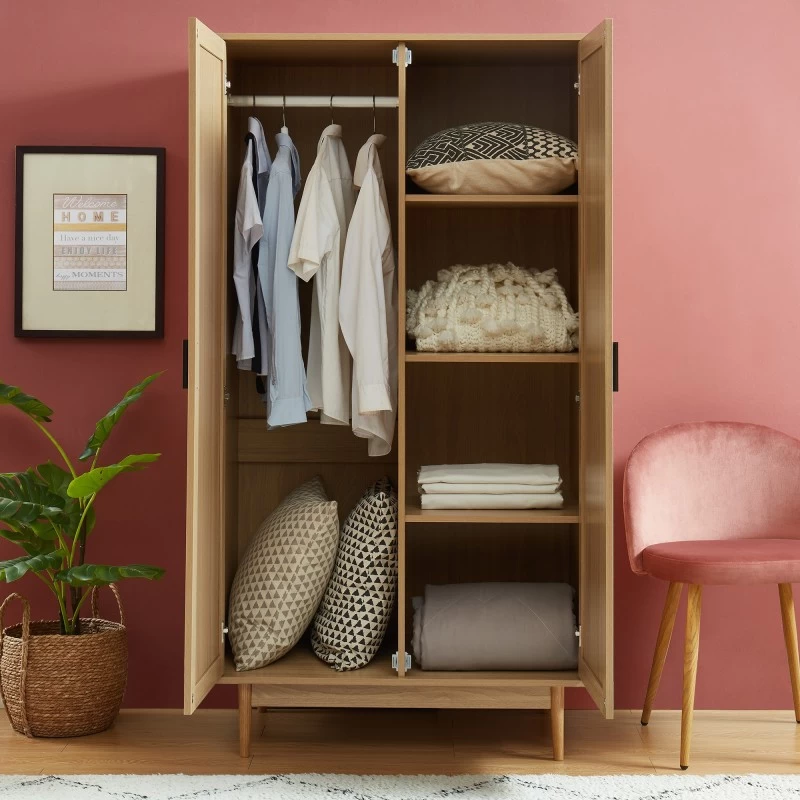 Armoire AMANA Cannage Rotin 2 Portes 90cm 3 Armoire AMANA Cannage Rotin 2 Portes 90cm – Image 3