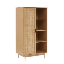 Armoire AMANA Effet Chêne Et Cannage Rotin 1 Porte H170 Cm -Meuble Déco Soldes armoire amana effet chene et cannage rotin 1 porte h170 cm 3