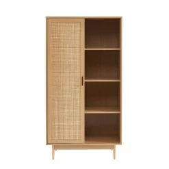 Armoire AMANA Effet Chêne Et Cannage Rotin 1 Porte H170 Cm -Meuble Déco Soldes armoire amana effet chene et cannage rotin 1 porte h170 cm 4
