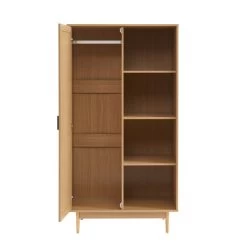 Armoire AMANA Effet Chêne Et Cannage Rotin 1 Porte H170 Cm -Meuble Déco Soldes armoire amana effet chene et cannage rotin 1 porte h170 cm 5