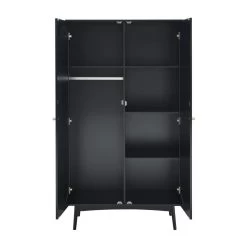 Armoire ANATOLE Noir Et Cannage Rotin -Meuble Déco Soldes armoire anatole noir et cannage rotin 3