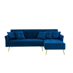 Canapé D'angle AROMA Convertible Velours Bleu 5 Places 8 Canapé D'angle AROMA Convertible Velours Bleu 5 Places -Meuble Déco Soldes aromaancvvvbleu canape 5 place 2