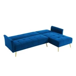 Canapé D'angle AROMA Convertible Velours Bleu 5 Places 9 Canapé D'angle AROMA Convertible Velours Bleu 5 Places -Meuble Déco Soldes aromaancvvvbleu canape 5 place 3