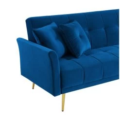 Canapé D'angle AROMA Convertible Velours Bleu 5 Places 10 Canapé D'angle AROMA Convertible Velours Bleu 5 Places -Meuble Déco Soldes aromaancvvvbleu canape 5 place 4