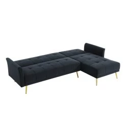 Canapé D'angle AROMA Convertible Velours Noir 5 Places 9 Canapé D'angle AROMA Convertible Velours Noir 5 Places -Meuble Déco Soldes aromaancvvvnr canape 5 places 2