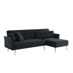 Canapé D'angle AROMA Convertible Velours Noir 5 Places 13 Canapé D'angle AROMA Convertible Velours Noir 5 Places -Meuble Déco Soldes aromaancvvvnr canape 5 places 6