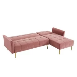 Canapé D'angle AROMA Convertible Velours Vieux Rose 5 Places 9 Canapé D'angle AROMA Convertible Velours Vieux Rose 5 Places -Meuble Déco Soldes aromaancvvvrose canape 5 place 2