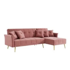Canapé D'angle AROMA Convertible Velours Vieux Rose 5 Places 11 Canapé D'angle AROMA Convertible Velours Vieux Rose 5 Places -Meuble Déco Soldes aromaancvvvrose canape 5 place 4