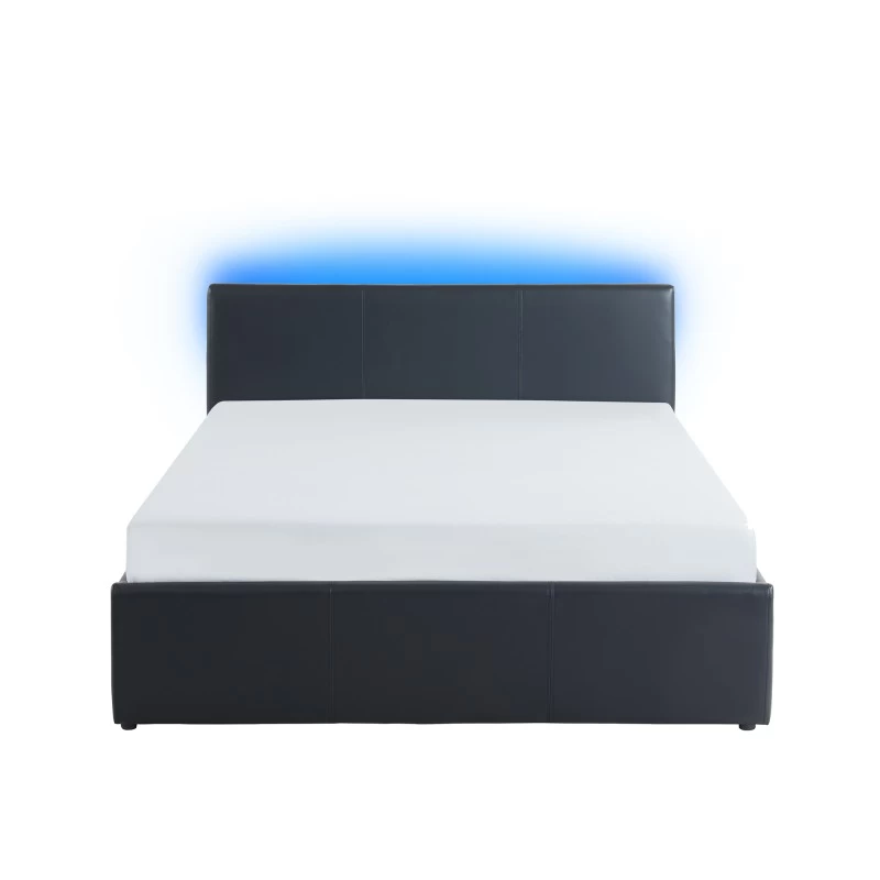 Lit Coffre à Led ASTRA Simili Noir 140x190 Sommier Inclus 3 Lit Coffre à Led ASTRA Simili Noir 140x190 Sommier Inclus – Image 3