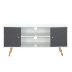 Meuble Tv BABETTE Blanc Et Gris Anthracite 116cm -Meuble Déco Soldes babette 01 meuble tv 1