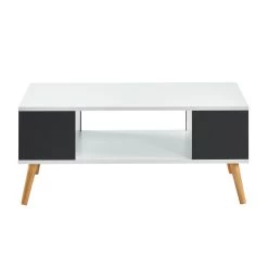 Table Basse BABETTE Blanc Et Gris Anthracite 2 Niches -Meuble Déco Soldes babette 12 table basse 2