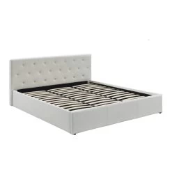 Lit Coffre BAHIA Simili Blanc 180x200 Sommier Inclus -Meuble Déco Soldes bahia lit coffre 180 blanc 2