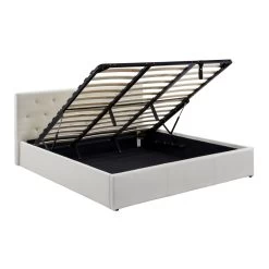 Lit Coffre BAHIA Simili Blanc 180x200 Sommier Inclus -Meuble Déco Soldes bahia lit coffre 180 blanc 3