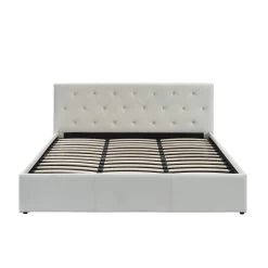 Lit Coffre BAHIA Simili Blanc 180x200 Sommier Inclus -Meuble Déco Soldes bahia lit coffre 180 blanc 4