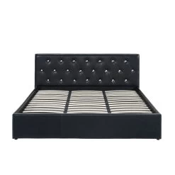 Lit Coffre BAHIA Simili Noir 180x200 Sommier Inclus -Meuble Déco Soldes bahia lit coffre 180 noir 2