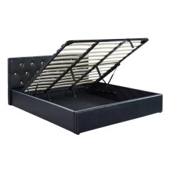 Lit Coffre BAHIA Simili Noir 180x200 Sommier Inclus -Meuble Déco Soldes bahia lit coffre 180 noir 3