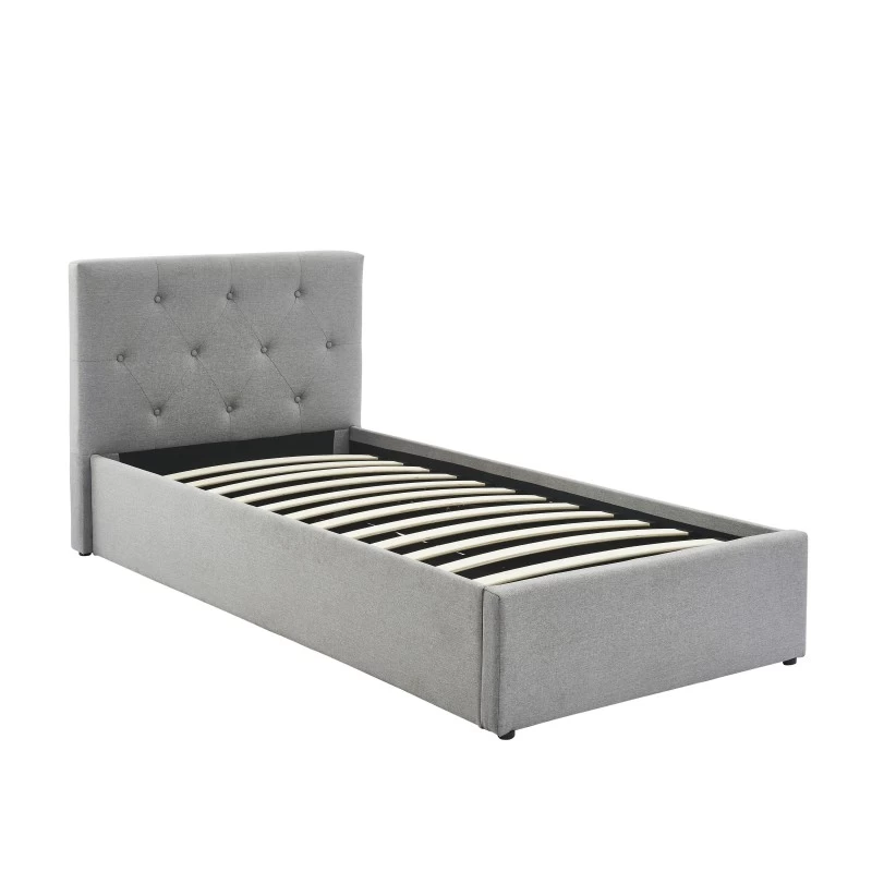 Lit Coffre Enfant BAHIA Tissu Gris 90x190 Sommier Inclus 4 Lit Coffre Enfant BAHIA Tissu Gris 90x190 Sommier Inclus – Image 4