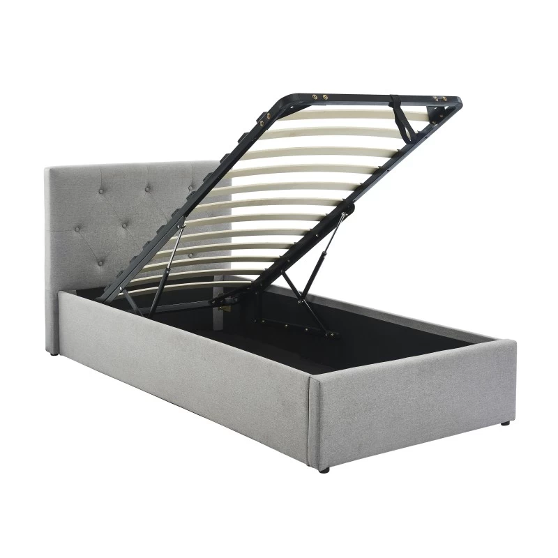 Lit Coffre Enfant BAHIA Tissu Gris 90x190 Sommier Inclus 5 Lit Coffre Enfant BAHIA Tissu Gris 90x190 Sommier Inclus – Image 5