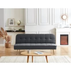 Banquette AROMA Convertible En Velours Anthracite 3 Places