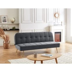 Banquette AROMA Convertible En Velours Anthracite 3 Places 13 Banquette AROMA Convertible En Velours Anthracite 3 Places -Meuble Déco Soldes banquette aroma en velours anthracite 3 places convertible 6