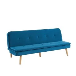 Banquette ELIO Convertible Velours Bleu 3 Places -Meuble Déco Soldes banquette elio convertible velours bleu 3 places 2