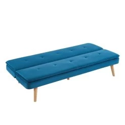 Banquette ELIO Convertible Velours Bleu 3 Places -Meuble Déco Soldes banquette elio convertible velours bleu 3 places 3