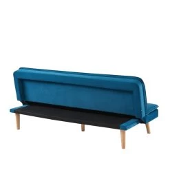Banquette ELIO Convertible Velours Bleu 3 Places -Meuble Déco Soldes banquette elio convertible velours bleu 3 places 4