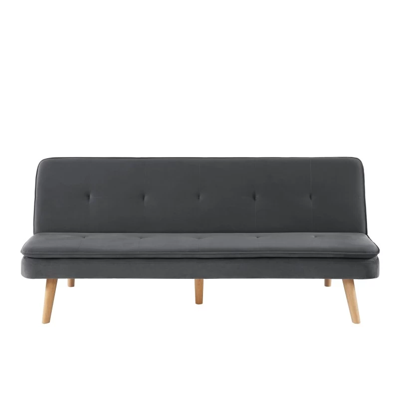 Banquette ELIO Convertible Velours Gris 3 Places 2 Banquette ELIO Convertible Velours Gris 3 Places – Image 2