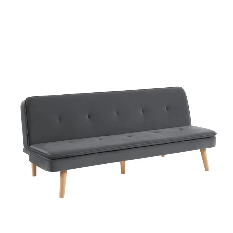 Banquette ELIO Convertible Velours Gris 3 Places 3 Banquette ELIO Convertible Velours Gris 3 Places – Image 3