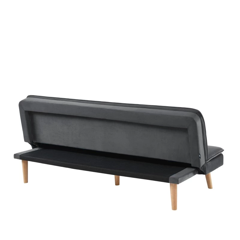 Banquette ELIO Convertible Velours Gris 3 Places 5 Banquette ELIO Convertible Velours Gris 3 Places – Image 5