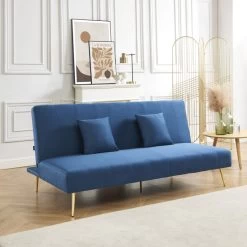Banquette LINA Convertible Velours Bleu 3 Places