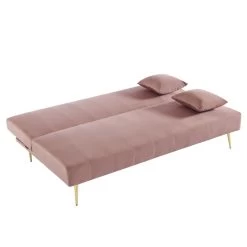 Banquette LINA Convertible Velours Rose Poudré 3 Places -Meuble Déco Soldes banquette lina convertible velours rose poudre 3 places 3