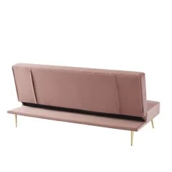 Banquette LINA Convertible Velours Rose Poudré 3 Places -Meuble Déco Soldes banquette lina convertible velours rose poudre 3 places 4