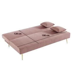 Banquette LINA Convertible Velours Rose Poudré 3 Places -Meuble Déco Soldes banquette lina convertible velours rose poudre 3 places 7