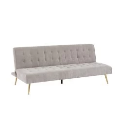 Banquette NINO Convertible Velours Côtelé Gris Clair -Meuble Déco Soldes banquette nino convertible velours cotele grege 2
