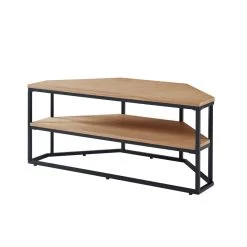 Meuble Tv D'angle BRIXTON Placage Frêne 2 étagères 120cm -Meuble Déco Soldes brixton09 meuble tv 2 etageres bois et noir 4