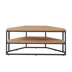 Meuble Tv D'angle BRIXTON Placage Frêne 2 étagères 120cm -Meuble Déco Soldes brixton09 meuble tv 2 etageres bois et noir 5