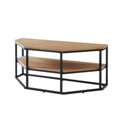 Meuble Tv D'angle BRIXTON Placage Frêne 2 étagères 120cm -Meuble Déco Soldes brixton09 meuble tv 2 etageres bois et noir 7