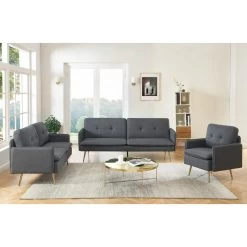 Canapé Droit ADAM Fixe Tissu Anthracite 13 Canapé Droit ADAM Fixe Tissu Anthracite -Meuble Déco Soldes canape adam tissu anthracite pied en metal dore 2 pl 6