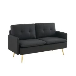 Canapé Droit ADAM Fixe Tissu Noir 9 Canapé Droit ADAM Fixe Tissu Noir -Meuble Déco Soldes canape adam tissu noir pied en metal dore 2 pl 2