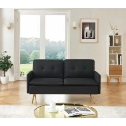 Canapé Droit ADAM Fixe Tissu Noir
