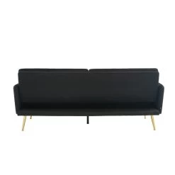Canapé Droit ADAM Convertible Tissu Noir -Meuble Déco Soldes canape adam tissu noir pied en metal dore 3 pl 4