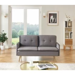 Canapé Droit ADAM Fixe Velours Anthracite