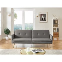 Canapé Droit ADAM Convertible Velours Anthracite