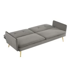 Canapé Droit ADAM Convertible Velours Anthracite -Meuble Déco Soldes canape adam velours anthracite pied en metal dore 3 pl 3