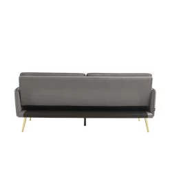 Canapé Droit ADAM Convertible Velours Anthracite -Meuble Déco Soldes canape adam velours anthracite pied en metal dore 3 pl 4